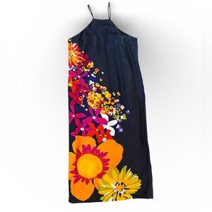 TRINA TURK Navy Floral Halter Midi Dress Cocktail Wedding Guest 8